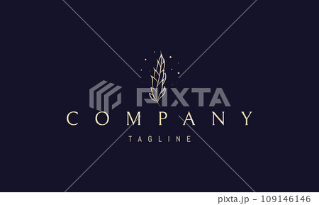 Vector golden logo with an abstract image of a wheat ear. 109146146