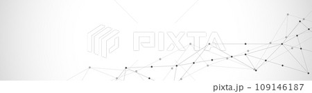 Website header or banner design with abstract polygonal background and connecting dots and lines. Global network connection. Digital technology with plexus background and space for your text. 109146187