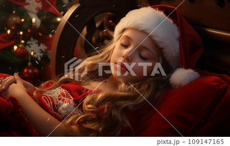 クリスマス 眠る少女 / AI生成画像 109147165