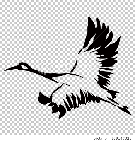 鶴の墨絵風のイラスト素材　ベクター 109147326