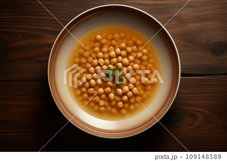 Chickpea soup in a bowl with spices Chickpea soup in a bowl with spices 109148589