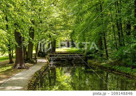 The beautiful park of the Historical Hermitage at Bayreuth, Bavaria, Germany 109148846