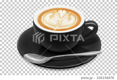 拿鐵咖啡插畫真實 109148876