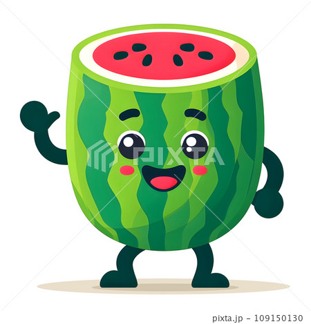 スイカマスコットキャラクター　AI生成画像　PNG 109150130