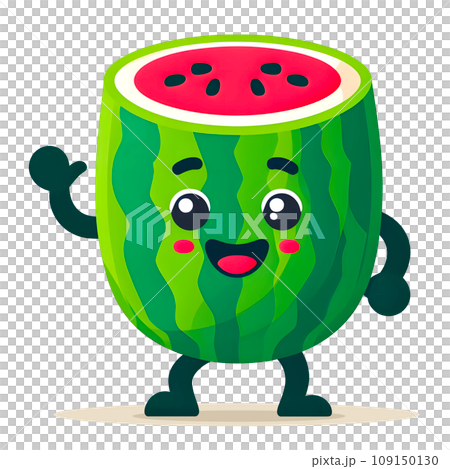 スイカマスコットキャラクター　AI生成画像　PNG 109150130