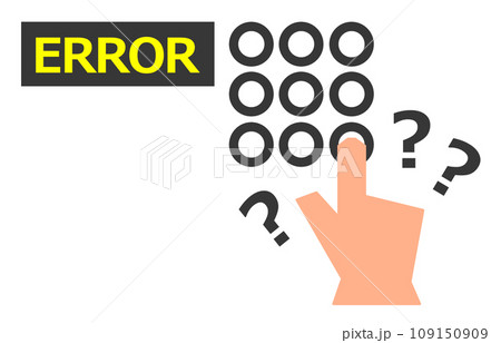 指先で暗証番号を入力したが解除番号を間違えて困っているイラスト 指先で暗証番号を入力したが解除番号を間違えて困っているイラスト 109150909
