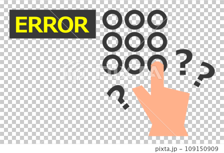 指先で暗証番号を入力したが解除番号を間違えて困っているイラスト 指先で暗証番号を入力したが解除番号を間違えて困っているイラスト 109150909