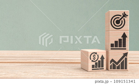 The man figure and wood cube for Business concept 3d rendering. 109151341
