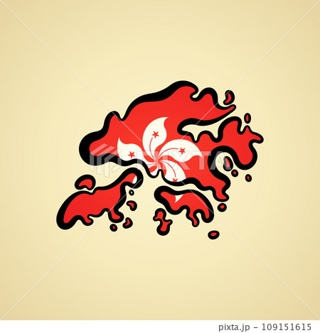 Hong Kong - Map colored with flag Hong Kong - Map colored with flag 109151615