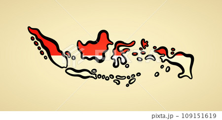 Indonesia - Map colored with flag 109151619