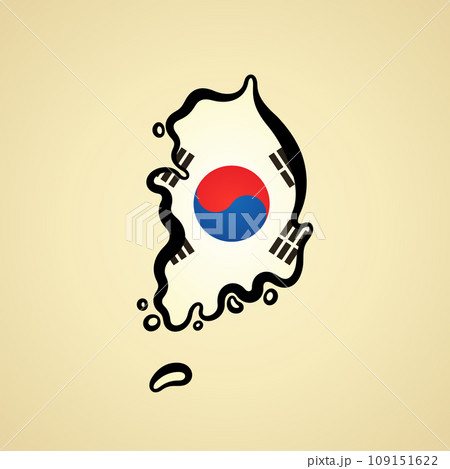 South Korea - Map colored with flag South Korea - Map colored with flag 109151622