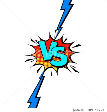 Cartoon comic background. Vs, fight versus. Comics book colorful competition poster with halftone elements. Retro Pop Art style. Vector illustration 109151774