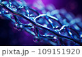 Macro shot of DNA molecule. Scientific image of cell structure. Colorful detailed view of living matter. Ordered atomic composition of molecule. Biology, physics or chemistry abstract background. 109151920
