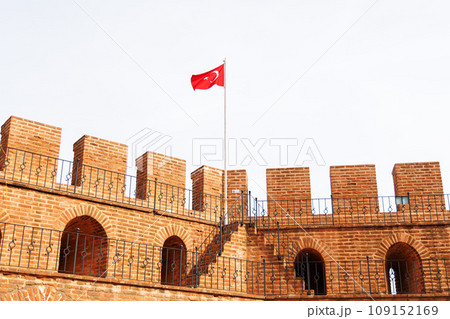 Turkish flag inside the Red Tower, Alanya. Turkish flag inside the Red Tower, Alanya. 109152169