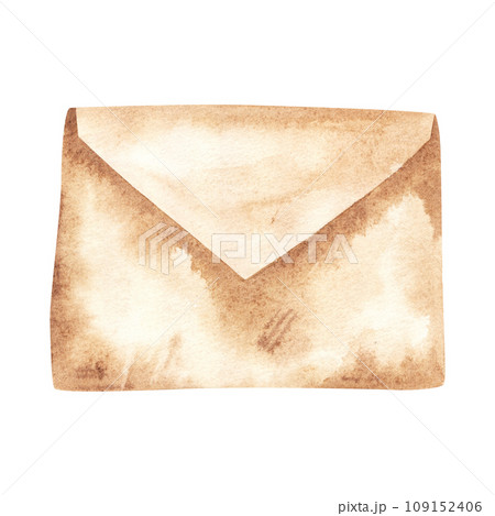 watercolor illustration with vintage envelope isolated on white. Hand drawn. Can be used in cards, flyers and invitations watercolor illustration with vintage envelope isolated on white. Hand drawn. Can be used in cards, flyers and invitations 109152406