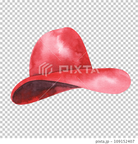 drawing of elegant woman's hat. watercolor painting. Hand drawn isolated on white background. For fashion design, flyer, web. 109152407