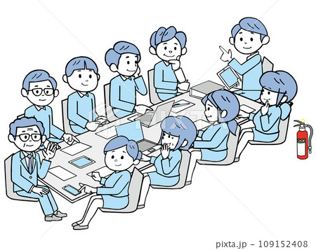 課内会議中のグループメンバー10人 109152408
