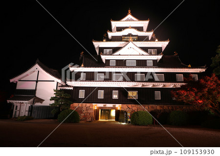 夜の岡山城　天守閣 109153930