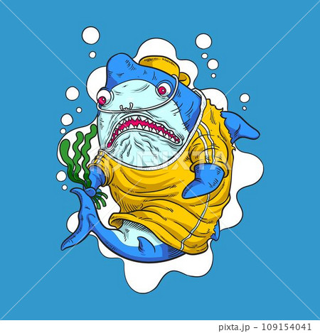 Vegetarian shark cartoon Vegetarian shark cartoon 109154041