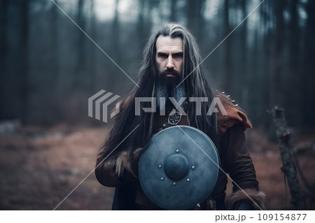 Viking or Anglo-Saxon warrior. Neural network AI generated art 109154877