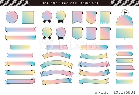 罫線とグラデーションのシンプルなフレームセット／テキストスペースあり 109155931