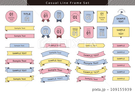 ラフな線のシンプルなフレームセット/サンプルテキストあり ラフな線のシンプルなフレームセット/サンプルテキストあり 109155939