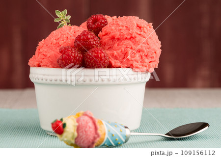 Red fruits ice cream 109156112