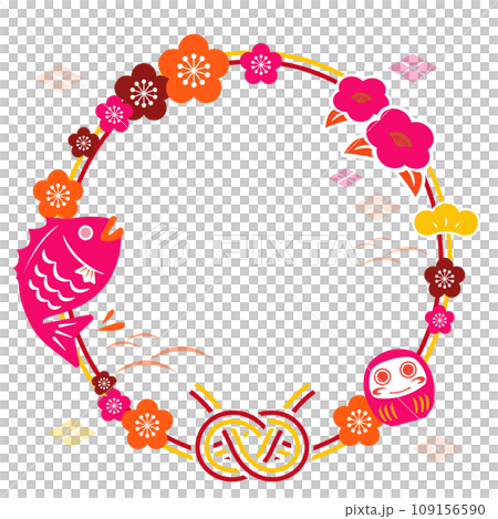 一組新年插畫和日式裝飾品 109156590
