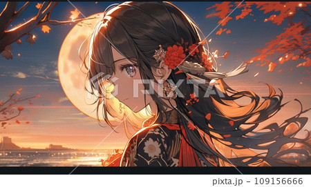 ［AI生成画像］月と綺麗なな着物少女9 109156666