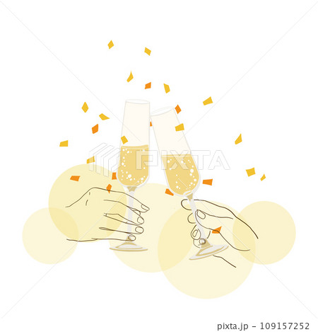 新年を祝う輝くシャンパンの乾杯イラスト 109157252