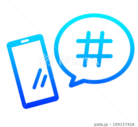 青いグラデーションのハッシュタグとスマホ 109157426