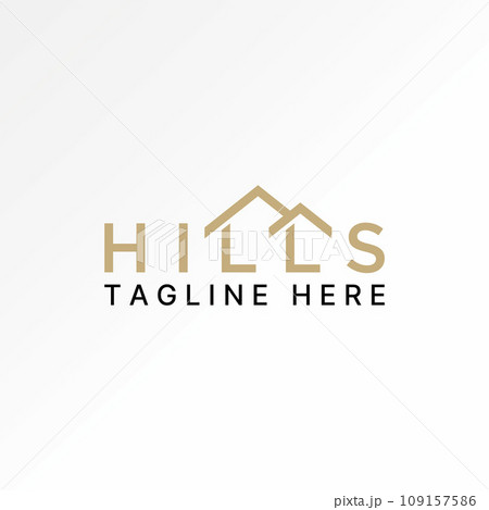 Logo design graphic concept creative premium abstract vector stock simple word HILLS font with double roof house Related property home estate mountain 109157586