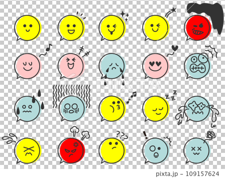 Set of 20 round speech bubble-based emotion icons 109157624