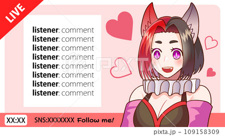 VTuberがライブ配信で話しているイラスト 109158309