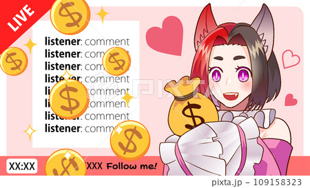 VTuberがライブ配信で話して収益化しているイラスト 109158323