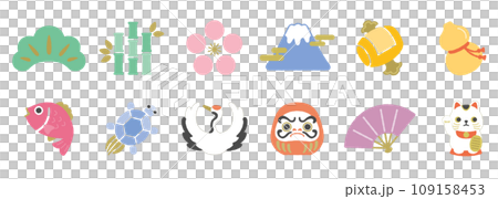 Japanese style happy icon collection Japanese style happy icon collection 109158453
