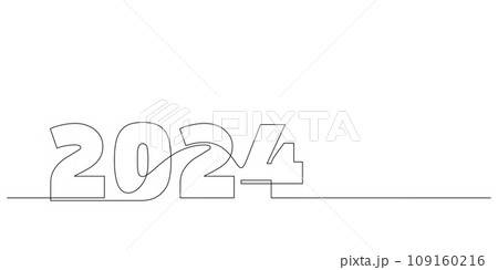 continuous line drawing 2024 number design logo minimalism 109160216