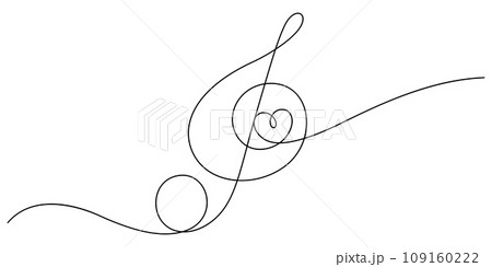 music lover concept with music notes and heart shape in one line music lover concept with music notes and heart shape in one line 109160222