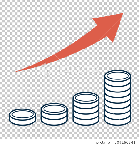 Vector illustration of an image of stacked coins/assets increasing Vector illustration of an image of stacked coins/assets increasing 109160541