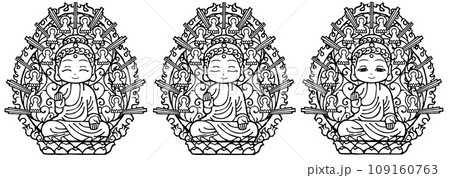 セット・毘廬遮那如来・モノクロ セット・毘廬遮那如来・モノクロ 109160763