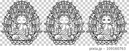 セット・毘廬遮那如来・モノクロ セット・毘廬遮那如来・モノクロ 109160763