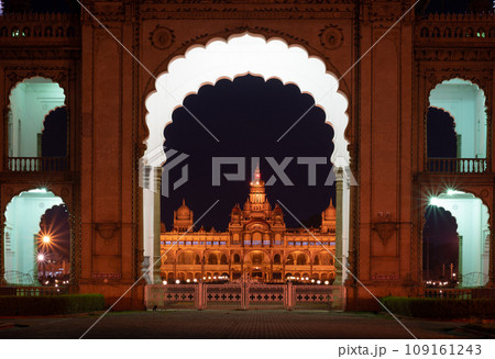 Night view of Mysore Palace in Mysuru, Karnataka, India Night view of Mysore Palace in Mysuru, Karnataka, India 109161243
