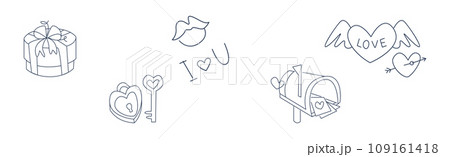Outline Saint Valentine Day Object and Symbols Vector Set Outline Saint Valentine Day Object and Symbols Vector Set 109161418