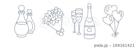 Outline Saint Valentine Day Object and Symbols Vector Set Outline Saint Valentine Day Object and Symbols Vector Set 109161421