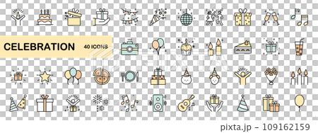 生日派對和慶祝活動圖示集 109162159