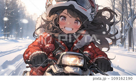 ［AI生成画像］スノーモービルに乗る少女1 109162190