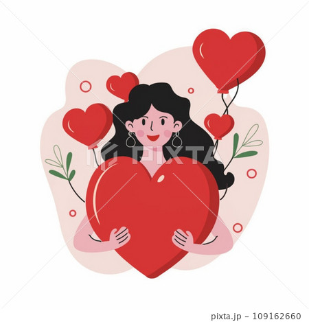 Cute girl hold heart love illustration Cute girl hold heart love illustration 109162660
