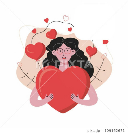 girl hold heart love illustration 109162671