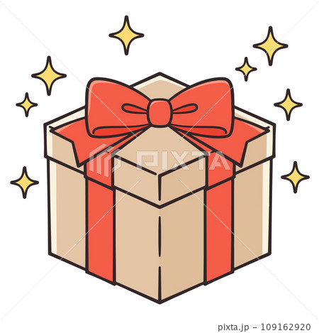 キラキラしているリボンのついたプレゼントの箱 109162920