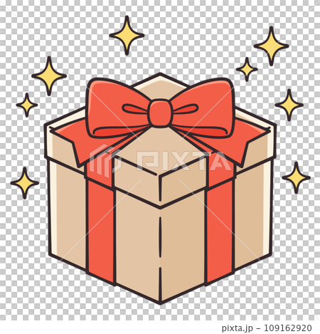 キラキラしているリボンのついたプレゼントの箱 109162920